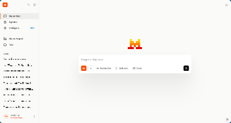 Screenshot der Mistral-Chatoberfläche mit Eingabefeld und Navigationsmenü.